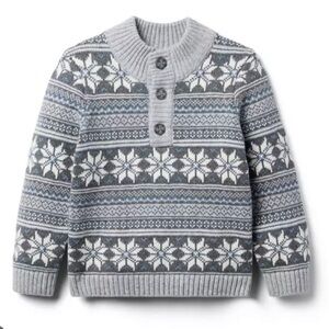 NWT Janie and Jack Snowflake Fair Isle Sweater Gray 3